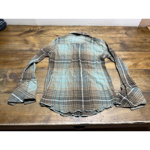 Tasha Polizzi Blouse Small Pearl Snap Button Western Shirt Flare Sleeves - Picture 11 of 11